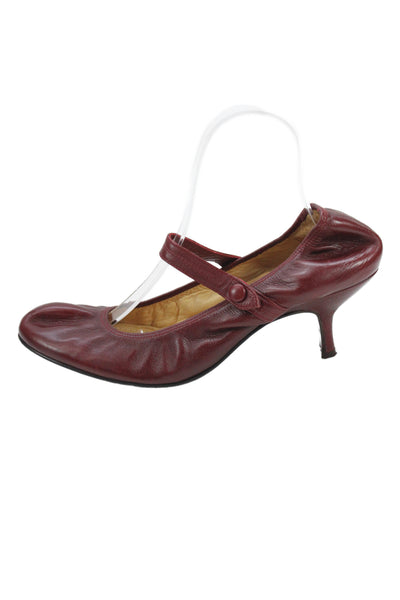Lanvin Womens Leather Mary Jane Pumps Pinot Red Size 40 10