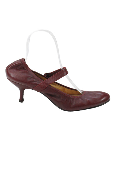Lanvin Womens Leather Mary Jane Pumps Pinot Red Size 40 10