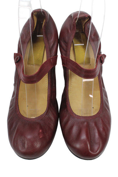 Lanvin Womens Leather Mary Jane Pumps Pinot Red Size 40 10