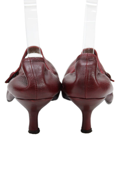 Lanvin Womens Leather Mary Jane Pumps Pinot Red Size 40 10