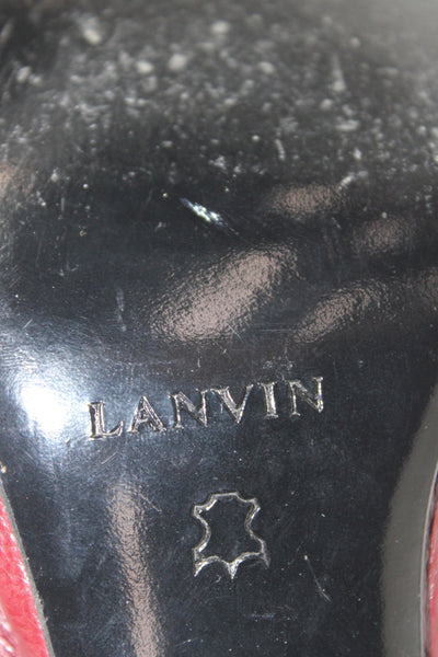 Lanvin Womens Leather Mary Jane Pumps Pinot Red Size 40 10