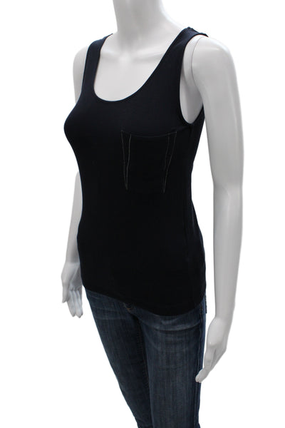 Fabiana Filippi Womens Black Cotton Scoop Neck Sleeveless Basic Tank Size 2XS