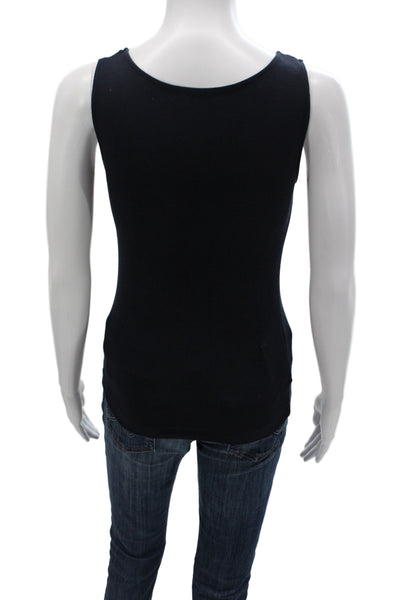 Fabiana Filippi Womens Black Cotton Scoop Neck Sleeveless Basic Tank Size 2XS