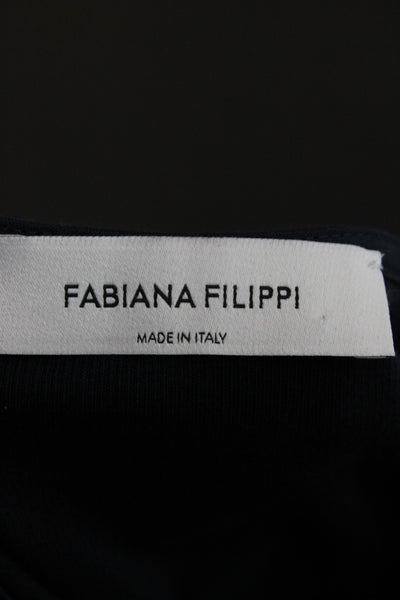 Fabiana Filippi Womens Black Cotton Scoop Neck Sleeveless Basic Tank Size 2XS