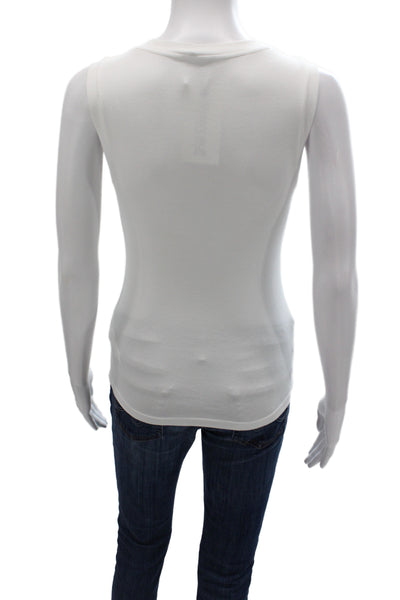 Peserico Womens Cotton V-Neck Sleeveless Tank White Size 38