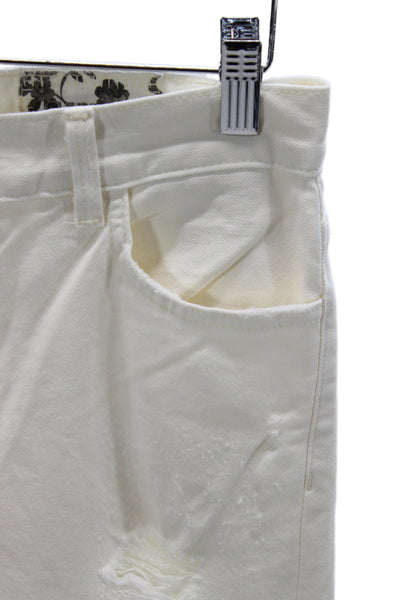Siwy Womens Cropped White Jeans Cotton Mid Rise Size 24