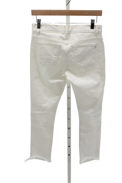Siwy Womens Cropped White Jeans Cotton Mid Rise Size 24