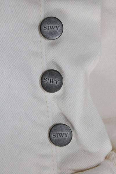 Siwy Womens Cropped White Jeans Cotton Mid Rise Size 24