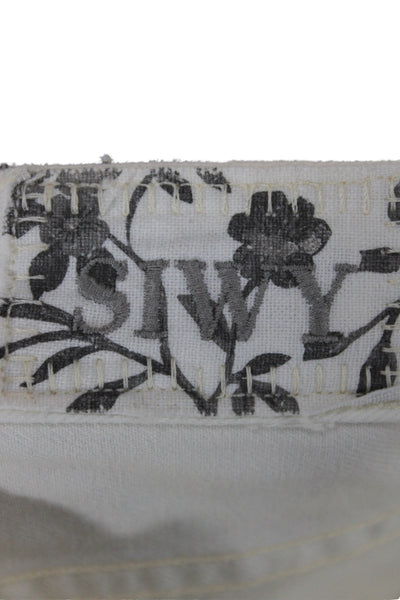 Siwy Womens Cropped White Jeans Cotton Mid Rise Size 24
