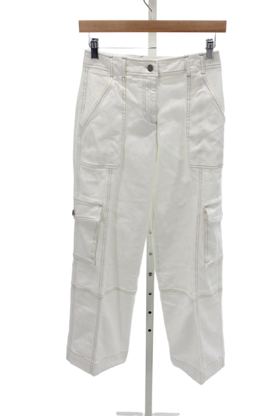 TWP Womens Cargo Pants White 98% Cotton Button Inseam 29 Size 0