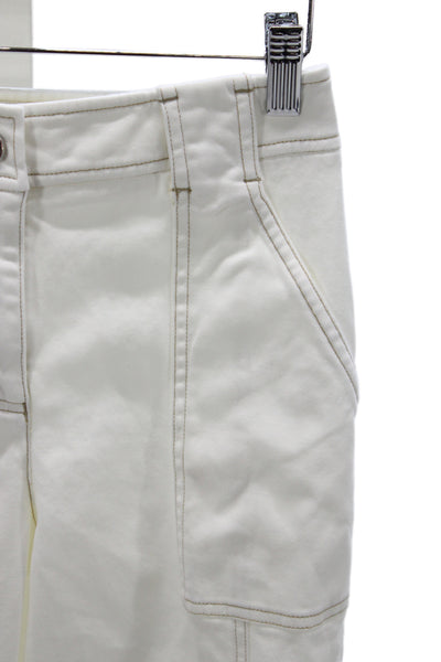 TWP Womens Cargo Pants White 98% Cotton Button Inseam 29 Size 0