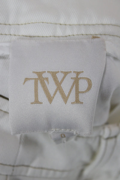 TWP Womens Cargo Pants White 98% Cotton Button Inseam 29 Size 0