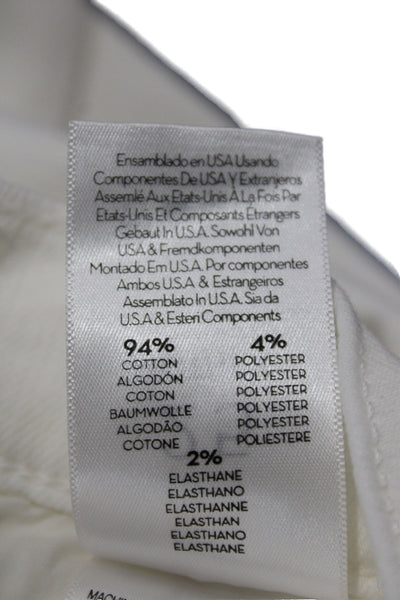 Mother Womens Cropped White Cotton Jeans Button Mid Rise Size 25