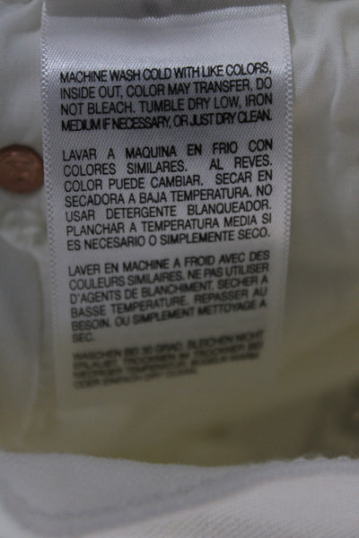Mother Womens Cropped White Cotton Jeans Button Mid Rise Size 25