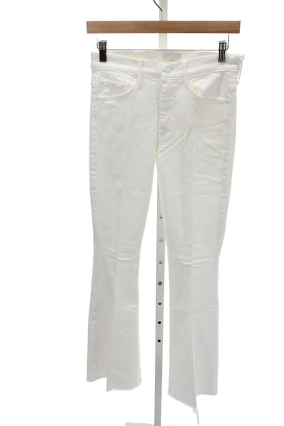 Mother Womens Flared Jeans White Cotton Mid Rise Inseam 30 Size 26