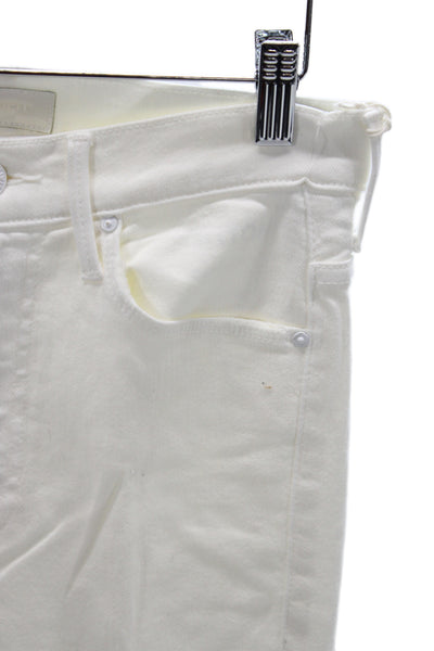 Mother Womens Flared Jeans White Cotton Mid Rise Inseam 30 Size 26