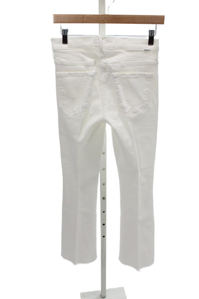 Mother Womens Flared Jeans White Cotton Mid Rise Inseam 30 Size 26