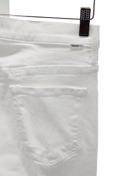 Mother Womens Flared Jeans White Cotton Mid Rise Inseam 30 Size 26