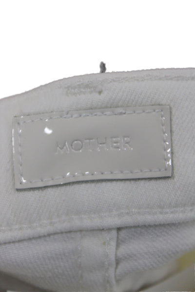 Mother Womens Flared Jeans White Cotton Mid Rise Inseam 30 Size 26
