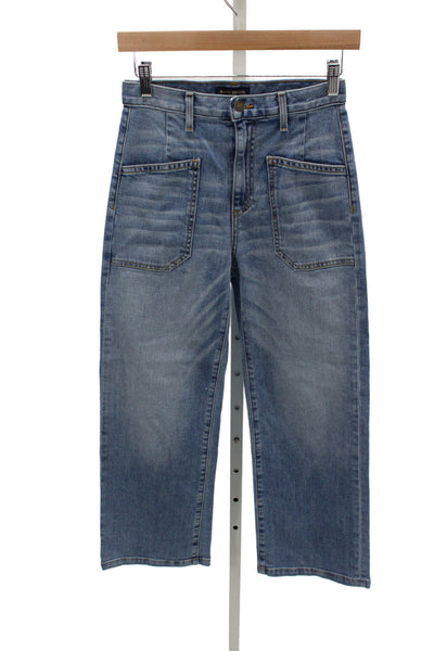 Ramy Brook Women Cropped Blue Mid Rise Jeans Size 25