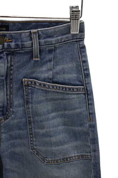 Ramy Brook Women Cropped Blue Mid Rise Jeans Size 25