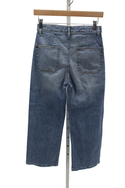 Ramy Brook Women Cropped Blue Mid Rise Jeans Size 25