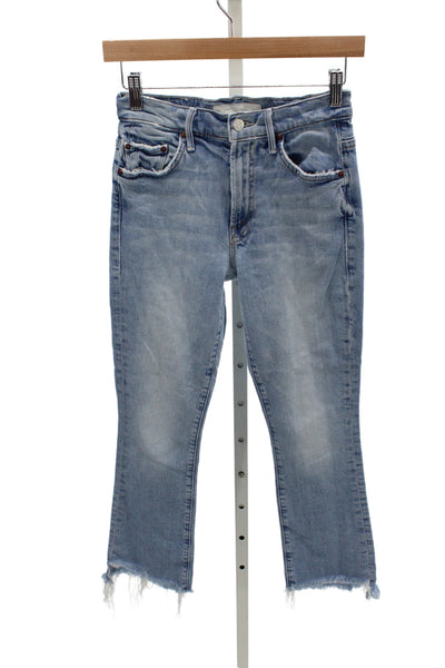 Mother Superior Women Cropped Mid Rise Blue Jeans Button Fly Size 24