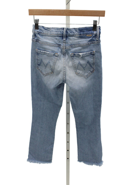 Mother Superior Women Cropped Mid Rise Blue Jeans Button Fly Size 24