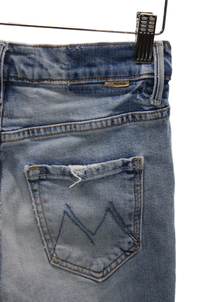 Mother Superior Women Cropped Mid Rise Blue Jeans Button Fly Size 24
