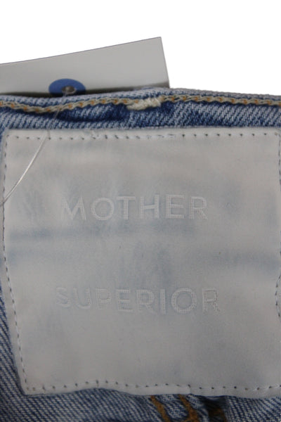 Mother Superior Women Cropped Mid Rise Blue Jeans Button Fly Size 24
