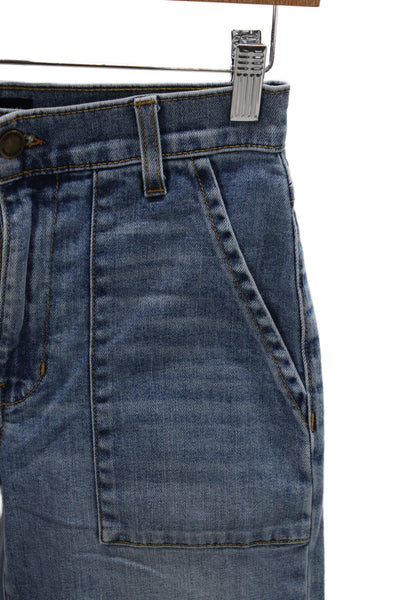 Ramy Brook Womens Wide-Leg Blue Jeans Mid Rise Size 25