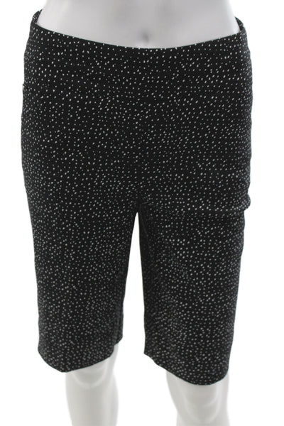 Renuar Womens Bermuda Shorts Black Polka Dot Rayon Pull On Size 0