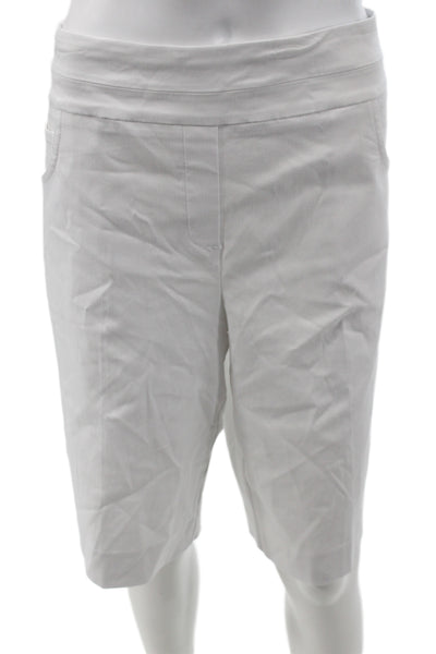 Renuar Womens Bermuda Shorts White Rayon Pull On Solid Casual Size 16