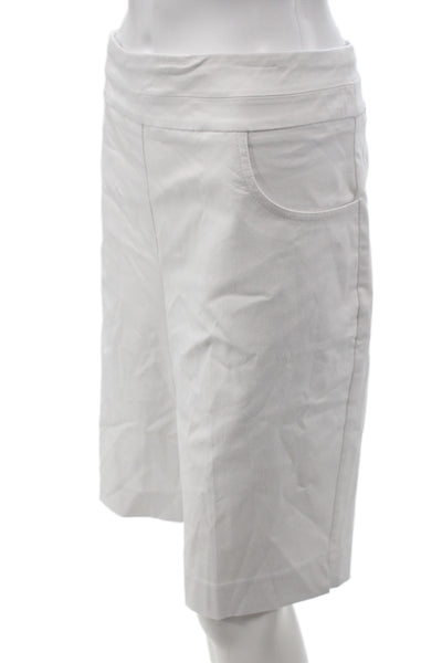 Renuar Womens Bermuda Shorts White Rayon Pull On Solid Casual Size 16