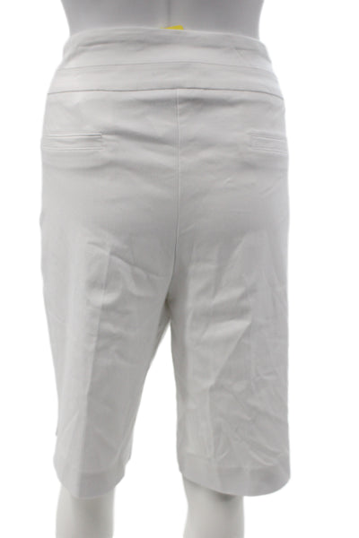Renuar Womens Bermuda Shorts White Rayon Pull On Solid Casual Size 16