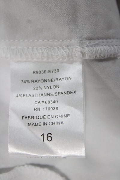 Renuar Womens Bermuda Shorts White Rayon Pull On Solid Casual Size 16