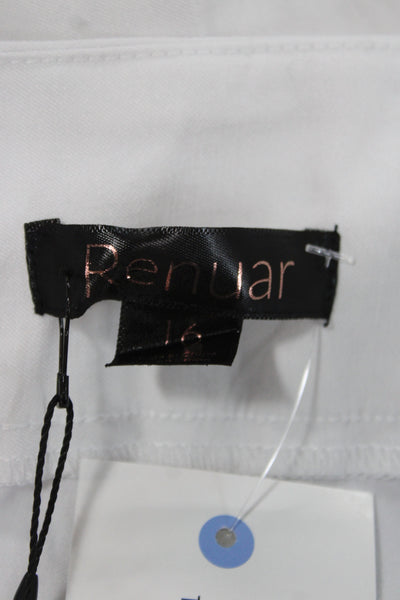 Renuar Womens Bermuda Shorts White Rayon Pull On Solid Casual Size 16