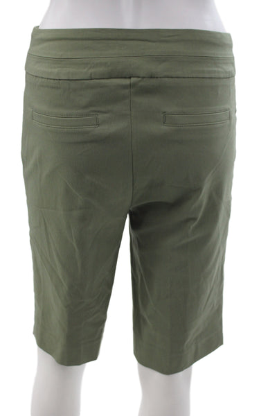 Renuar Women Bermuda Shorts Green Rayon Pull On Casual Size 2