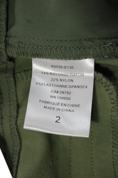 Renuar Women Bermuda Shorts Green Rayon Pull On Casual Size 2