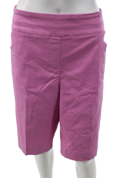 Renuar Women Bermuda Shorts Pink Pull On 74% Rayon Size 16