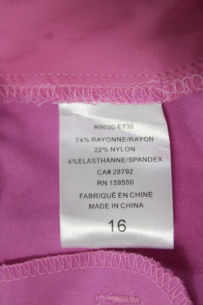Renuar Women Bermuda Shorts Pink Pull On 74% Rayon Size 16