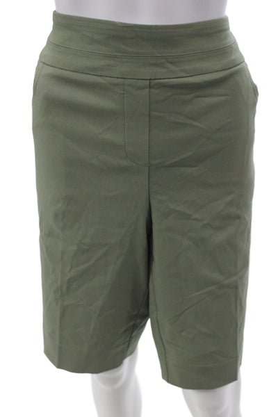 Renuar Women Bermuda Shorts Green Rayon Solid Size 14