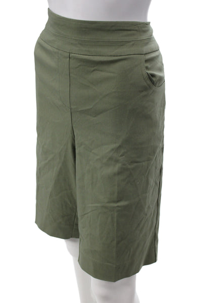 Renuar Women Bermuda Shorts Green Rayon Solid Size 14