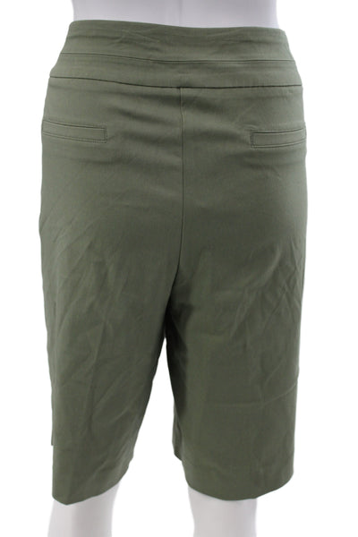 Renuar Women Bermuda Shorts Green Rayon Solid Size 14