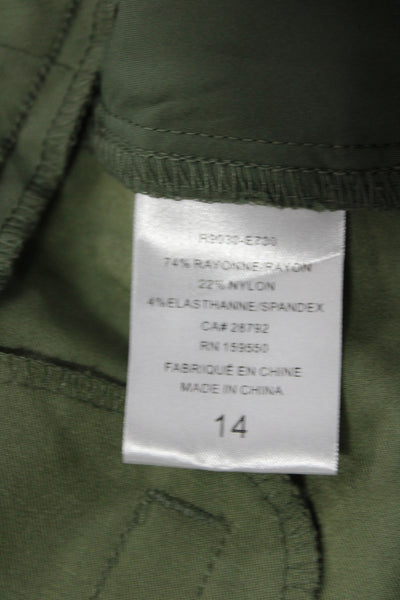Renuar Women Bermuda Shorts Green Rayon Solid Size 14