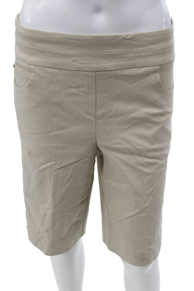 Renuar Women Bermuda Shorts Beige Rayon Pull On Casual Size 4