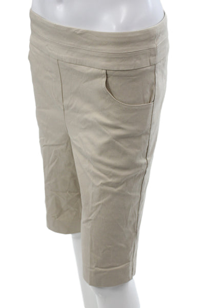 Renuar Women Bermuda Shorts Beige Rayon Pull On Casual Size 4