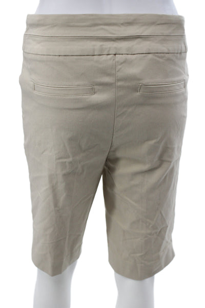 Renuar Women Bermuda Shorts Beige Rayon Pull On Casual Size 4