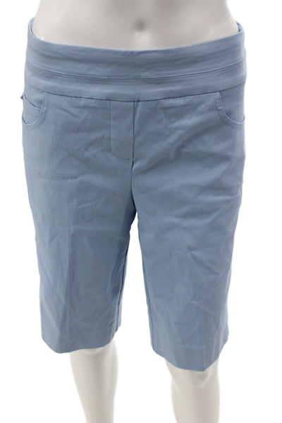 Renuar Women Bermuda Shorts Blue Rayon Pull-On Size 4
