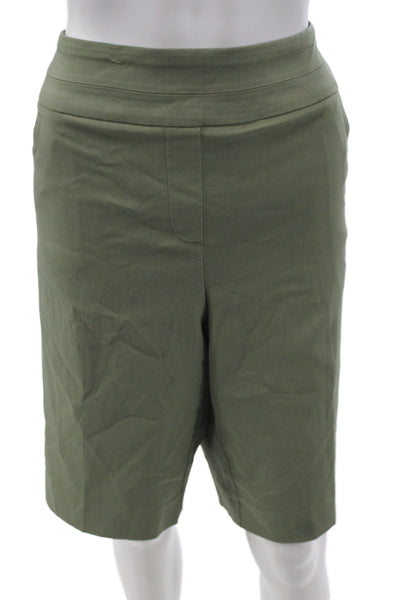 Renuar Womens Bermuda Shorts Green 74% Rayon Pull On Size 16